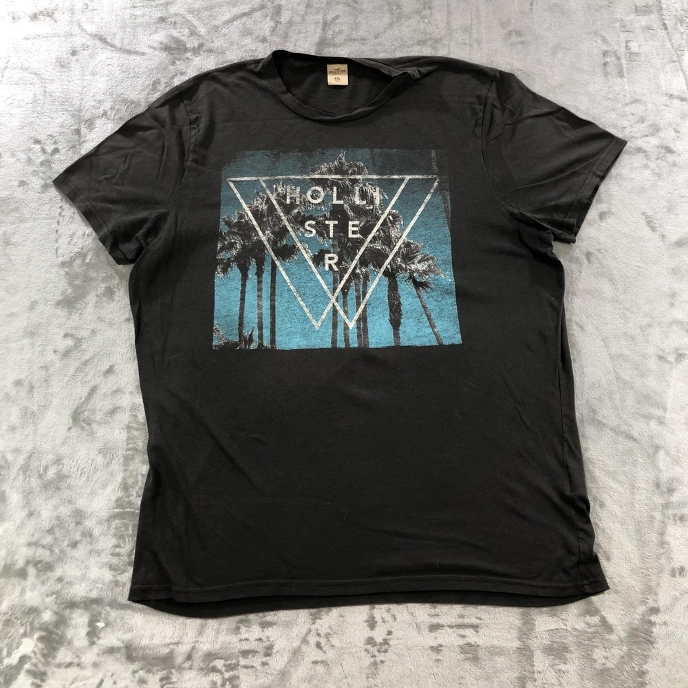 vtg Hollister California Shirt Mens 2XL Black Palm Trees Triangle Graphic Tee